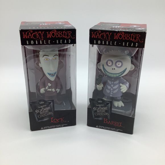 Nightmare Before Christmas Lock & Barrel‎ Bobble Head Figures Funko New - Picture 1 of 4